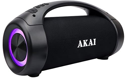 Akai Boombox Soundblaster Ghettoblaster Bluetooth altoparlante impermeabile IPX5, 50 W Bluetooth Box portatile senza fili Stereo Sound, LED Show, A2DP Bluetooth 5.0 Speaker per interni ed esterni e