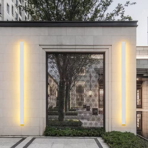 VOMI Wandlicht Außen Wandleuchte Weiß Innen LED Langlich Edelstahl Warmweiß Wasserdicht IP65 Treppe Wandlampe Lang Schmal Modern Up Down Indirekt Lampen Flur Schlafzimmer Wohnzimmer Bad Korridor,150cm
