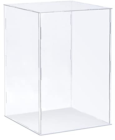 sourcing map Clear Display Case, Acrylic Box Assemble Transparent Dustproof Box Showcase 25x25x40cm for Collectibles, Crafts