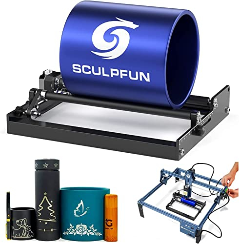 SCULPFUN Rotationswalze für Laser graviermaschine,6-150mm Gravurbereich,4 Metall Booster,für Cup Zylinder Metall