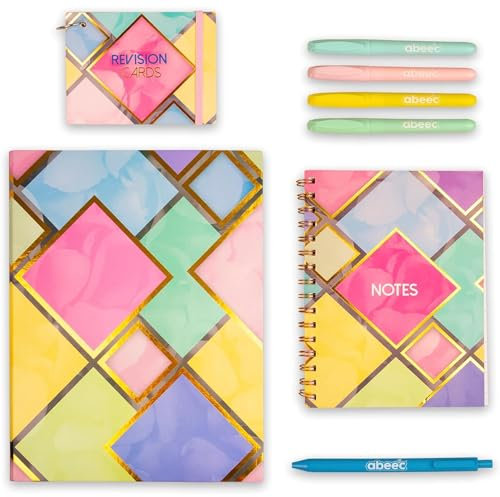 abeec Stationery Essentials - Schreibwaren-Set beinhaltet A4-Ringbuch, Kugelschreiber, Notizbuch, Textmarker und mehr - Schreibwarenbedarf für Kinder & Erwachsene