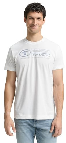 TOM TAILOR Herren Basic T-Shirt mit Print aus Baumwolle