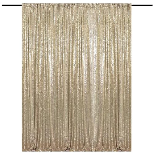 HMQIANG Pailletten-Hintergrund für Partys, 3 m x 3 m, Champagner-Gold