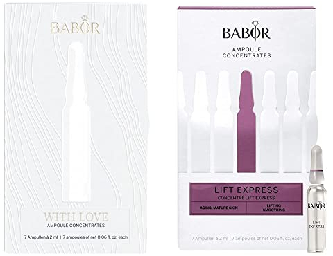 Babor Geschenkset mit verschiedenen Serum Ampullen, Für Feuchtigkeit, 7 x 2 ml & Lift Express, Anti-Aging Serum Ampullen für das Gesicht, Sofortiger Anti-Falten-Effekt, Vegane Formel, 7 x 2 ml