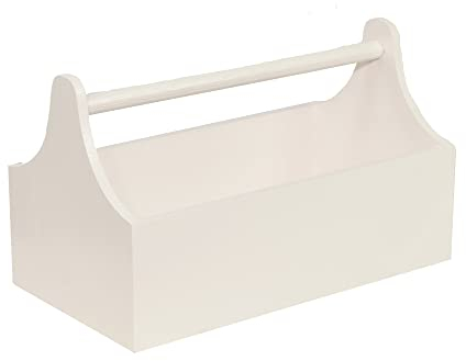 CHICCIE Werkzeugkiste 34x18x21cm - Weiß Holzkiste Aufbewahrungsbox Kiste