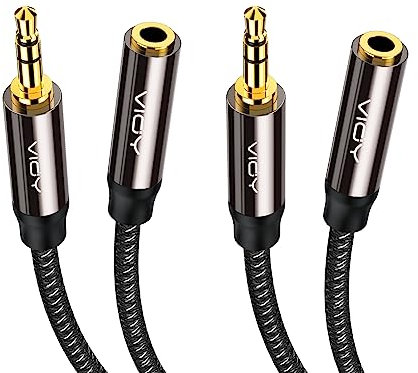 VIOY 2 Pack Headphone Extension Cable 10 FT, 3.5 mm Male to Female Stereo Audio Cable Nylon Braided Aux Cord for Smartphones, Tablets, Media Player