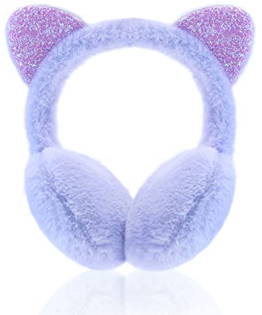 SEYUFN Ohrwärmer für Mädchen Mädchen Ohrwärmer aus weichem Plüsch für Kinder Verstellbare Ohrwärmer Schöne Outdoor-Ohrwärmer Ohrwärmer Warmer Winter(1A-Violett)