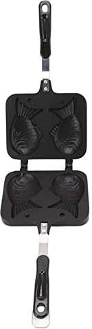Natudeco Taiyaki Poêle à Gaufres Moule Taiyaki Double Face Antiadhésive Moule à Dessert en Aluminium pour Gâteaux Poisson Gaufres et Pancakes Camping Restaurant