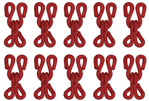 sourcing map Ganchos y Ojales para Coser 12uds - Ganchos de Costura Cubiertos de Poliéster y Cierre de Ojos para Ropa, Sujetador, Falda, Costura Artesanal DIY (Vino Rojo, 23mm Longitud)
