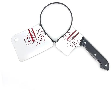 Axe | Saw | Knife | Spanner | Wrench | Premium Quality | Ultra Realistic and Resistant | Polystyrene | Horror Accessory | Party | Halloween | (Cleaver + Headband)