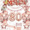 Rose Gold 80th Birthday Decoration for Women - Happy 80th Birthday Banner, Triangle Flag Banner, Number 80 Balloons, Foil Curtains for Party Decorations