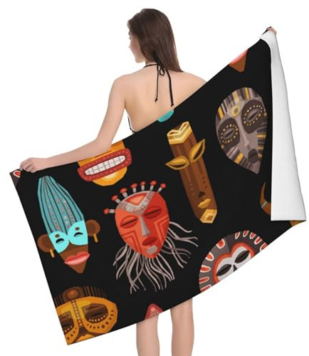 SYLALE African Ritual Ethnic Tribal bedrucktes super saugfähiges Badetuch – ultrafeine Faser, schnell trocknend, 80 x 130 cm