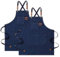 Küchenschürze aus Canvas (2 Stück), Arbeitsschürze mit 3 Taschen, verstellbarer Riemen, professionelle wasserdichte Grillschürze für Herren und Damen, für Friseur, Küche, Gärtner, grau, 120 cm