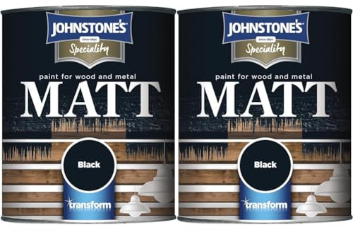 Johnstone's MATT PAINT FOR WOOD and METAL BLACK 0.75L (Pack of 2)