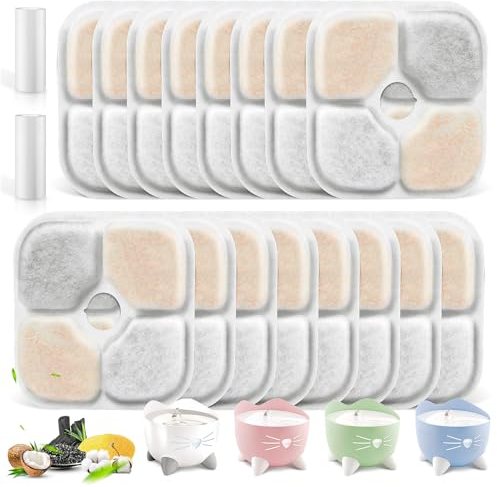 16 Stück Haustierbrunnenfilter für Ca PIXI Katzen-Trinkbrunnen, Ersatz-Wasserfilter mit Ionenaustauschharz und Aktivkohle