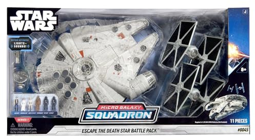 STAR WARS Micro Galaxy Squadron Escape The Death Star Pack de combat multicolore, 11 pièces, Faucon Millenium avec lumières et sons activés par le mouvement