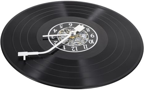 PRETYZOOM Kreative Schallplatten-wanduhr Schlafzimmer Wanduhren Vinyl-schallplatten-wanduhr Herrenuhren Musik-wandkunst Musikalische Hängeuhr Dekor Uhr Plastik Büro Dekorative Uhr Graffiti