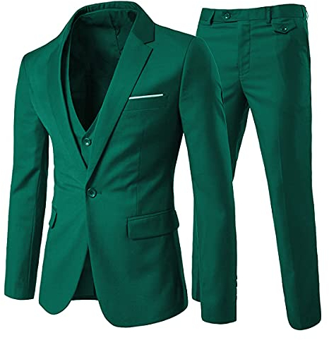 Anzug Herren Slim Fit 3 Teilig Anzüge Herrenanzug Sakko Hochzeit Business Hellgrün XL