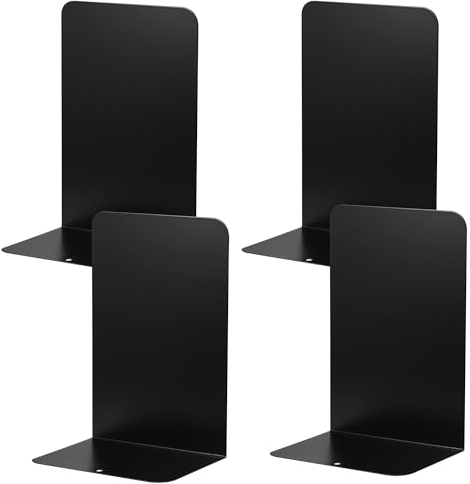 JIANTA 2 Paare Buchstützen | 4 Stück Buchstütze aus Metall, 20.5 * 13.5 * 10CM | Buchstützen Schwarz Matt, rutschfeste Design, für Schule, Zuhause, Büro, Bibliothek Bücherhalter