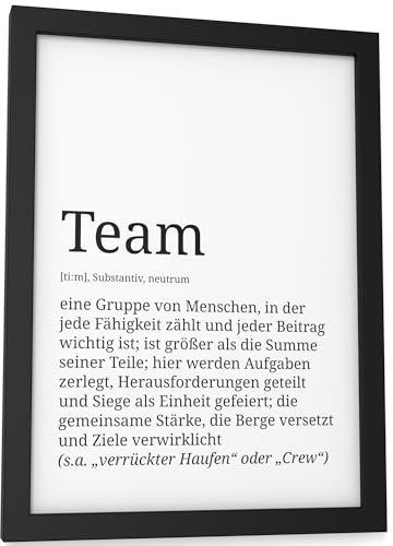 Papierschmiede® Definition: Team, DIN A5 (15x21 cm), Bild Geschenke für Kollegen, Poster für Büro Deko Geschenke für Mitarbeiter zu Beförderung, Jubiläum, Abschied oder Weihnachten, ohne Rahmen