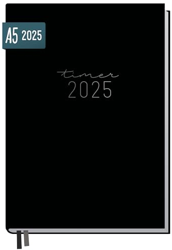 Häfft® Chäff-Timer Classic Kalender 2025 A5 Schwarz Buchkalender, Terminplaner, Terminkalender, Wochenplaner für 12 Monate: Jan. 2025 bis Dez. 2025 - nachhaltig & klimafreundlich
