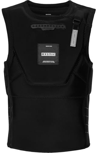 Mystic Watersports - Surf KiteSurf & Windsurfing Mens Solace Front Zip Impact Vest Top - Black - Waterproof Sprayproof
