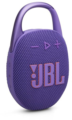 JBL Clip 5 - Ultra-Portable Waterproof Speaker - Purple | Ultra-portable JBL Pro Sound, Redesigned carabiner, Up to 12 hours of playtime plus 3 hours with Playtime Boost