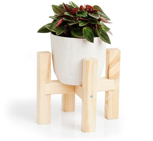 PINEEA Blumenständer Holz - Robuster Pflanzenständer 18,6x18,6x16 cm - Moderner Plant Stand Indoor