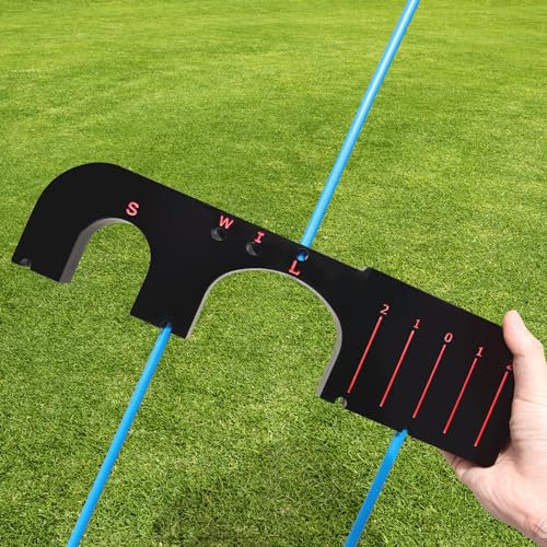 FINGER TEN Golf Alignment Swing Training Aid Gate with 6 Pcs Alignment Sticks and Different Swing Plane Angles Professional Portable Adjustable for Indoor Outdoor（Black