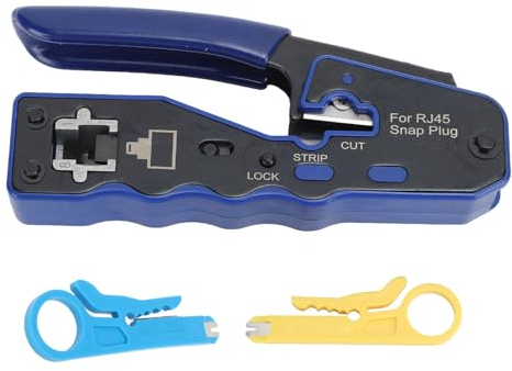 Pass-Through-Ethernet-Crimpzange, Kabeltester, RJ45-Ethernet-Crimpwerkzeug-Set, Drahtschneiderzange und Tester-Drahtschneiderzange für CAT6-Crimpen, Crimpzangen