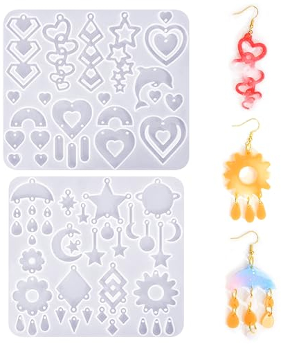 Greyoe Stampi Per Resina, Stampi Per Resina Epossidica, Stampi In Silicone Per Resina, Per fai da te Personalizzati Gioielli fatti a Mano Orecchini Pendenti Decorativi 2 Pezzi(A+B)