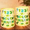 LOHAME 12 STK Windlicht Tischdeko Einschulung Junge Endlich Schulkind Deko Jungen Schulanfang Tisch Deko Dino Einschulungsdeko mit ABC Zuckertüte Dinosaurier Geeignet für Teelichter Order Kerzen