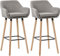 CLP 2er Set Barhocker Grant I Thekenhocker Mit Stoff-Bezug I Buchenholz-Gestell, Farbe:grau