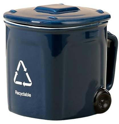 Portable Water Cup, Funny Trash Can Coffee Mug - Unique Ceramic Recycling Bin Shape | Amusing Gift Idea, Holds Milk, Water, Juice | Ideal for Home Decor, Office, & Travel | Novelty Drinking Mug