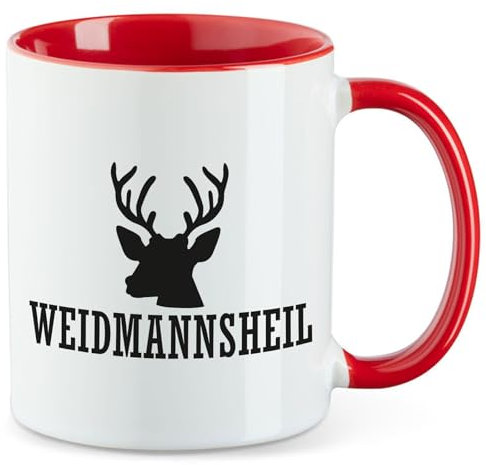 Huuraa Teetasse Weidmannsheil Hirsch Jägergruß Geschenk 330ml Rot Weidmannsheil Hirsch Präsent