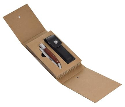 LAGUIOLE HERITAGE Klappmesser – Taschenmesser mit Edelstahlklinge & Ebenholzgriff – inkl. schwarzer Ledertasche – Elegantes Herren-Taschenmesser für Outdoor & Alltag, Braun