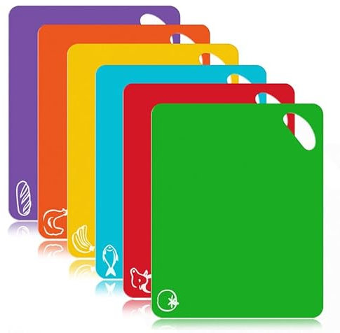 Lot de 6 planches à découper pliables en plastique sans BPA, accessoires cuisine pour la viande, les légumes et les fruits