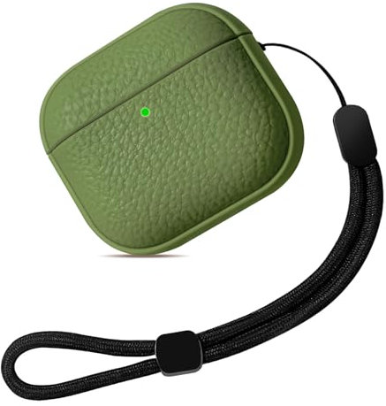 Teyomi Cover compatibile con Airpods 4,TPU Airpods 4 Cover con Cordino,Custodia Protettiva Touch in pelle per AirPods 4 Generazione Case,Supporto ricarica wireless[LED Anteriore Visibile-Verde chiaro]