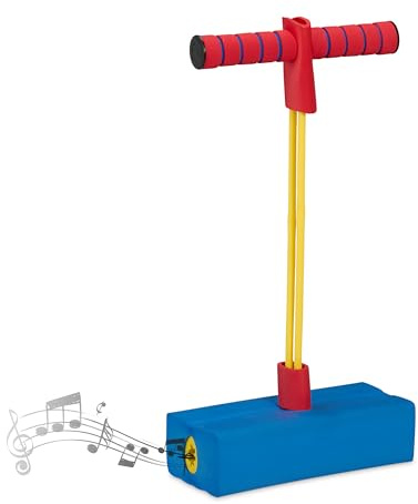 Relaxdays Pogo Jumper für Kinder, bis 80 kg, Hüpfspielzeug Outdoor, Bungee Hopper, mit Quietsche, Schaumstoff, bunt