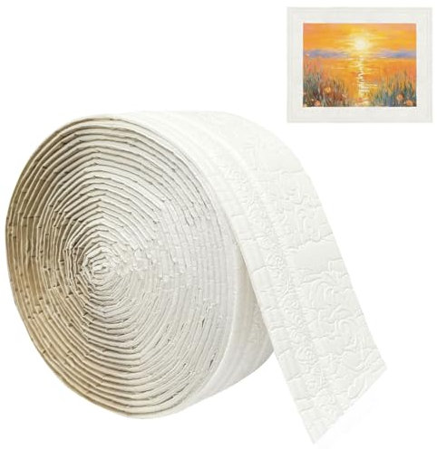 bechoanigel Zierleisten Selbstklebend Weiß 10mx10cmX5mm, Selbstklebende Bordüre Wasserfester, Stuckleisten Wand, Bordüre Selbstklebend Weiß, Geeignet für Flure, Wandgemälde, Decken, Ecken, Linien