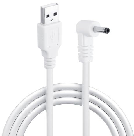 Gments USB to DC 5V Power Cable 3.5x1.35mm Right Angle Charger Cord USB to DC Charger Replacement Wire for Electric Toothbrush, Bitvae, Seago, Noise Machine, Small Fan, Oil Diffuser & More, 1M, White