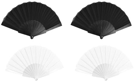KSVFTB Folding Fan,4-Piece Set Hand Fan Folding,Hand Fans For Women Folding, For Wedding, Silk Fabric Plastic Ribs Handheld Fan,Handheld Fan Per For Mance, Dancing,Home Decoratio