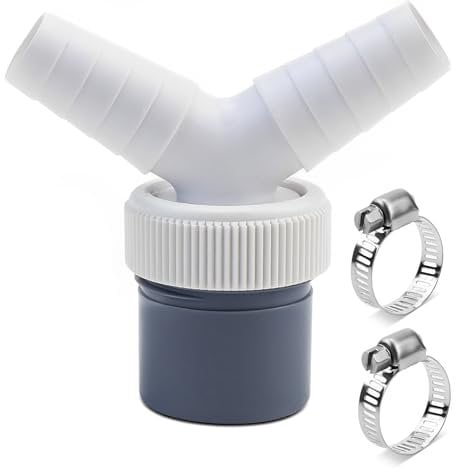 Abfluss Waschmaschine Doppelanschluss, Doppelanschluss Waschmaschine Für Zwei Geräte, Eingangsstutzen Von 18-24 Mm Und Abgang 40mm Rohr Mit Schlauchschelle,Waschmaschine Abfluss Adapter