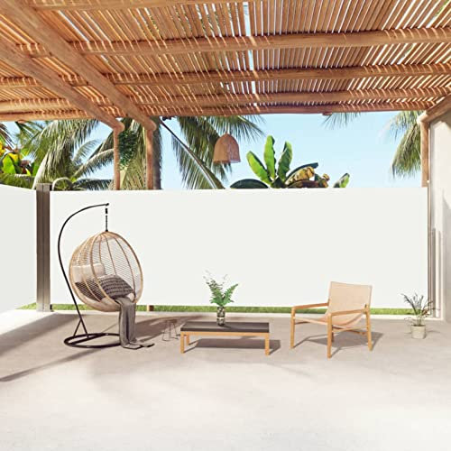 Tendone laterale estensibile, color crema, 200 x 1000 cm, baldacchino, parasole per giardino, cortile, balcone e ristorante