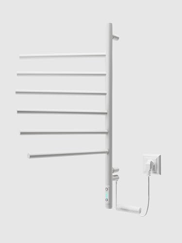 Toallero eléctrico 78 W 79 x 40 cm – Radiador de baño blanco con temporizador y termostato – 6 brazos giratorios – IP44