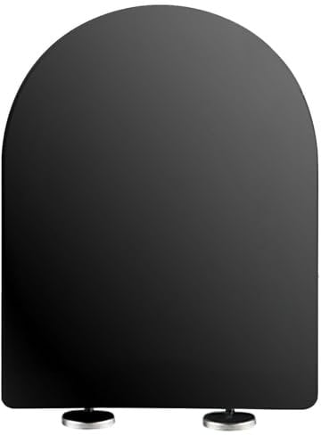 Soft Close Black Toilet Seat with Quick Release and Adjustable Hinges for Easy Cleaning Thick Plastic Loo Seat