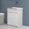 Mobile Lavatoio 61X50 Cm Con Vasca In Ceramica, Struttura In Legno Nobilitato Bianco Opaco Con Due Ante Apribili A Gola, Già Montato Con Kit Di Scarico Incluso