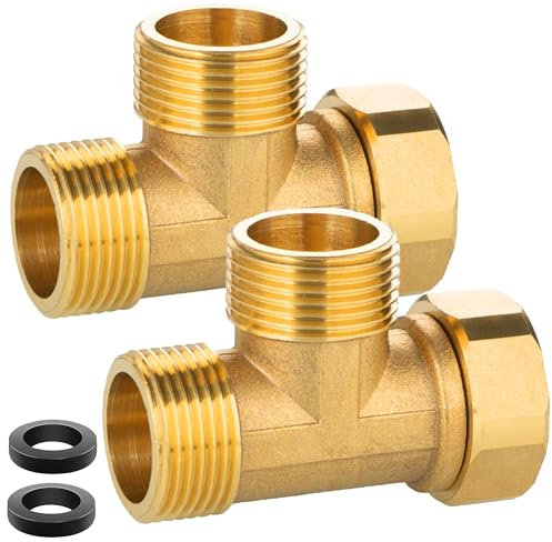 AGxAGxIG - Acoplamiento en T (2 unidades, latón, 1 pulgada, conector de agua DN25, conector en T de 3 vías, apto para agua potable, sistema de refrigeración, aire acondicionado)