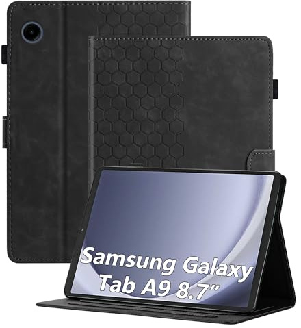 Cicili Hülle für Samsung Galaxy Tab A9 8,7 Zoll 2023 (SM-X110/X115/X117), Flip Case Cover für Galaxy Tab A9 8,7 2023 Tablet Folio Schutzhülle mit Tasche Ständer PU Lederhülle - Schwarz