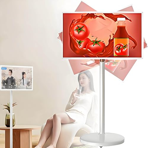 GIZMIT Portable Rolling TV, 32 Inch Fhd Smart Portable TV with Android OS, Rotation Portable Touch Screen Monitor, Dua Speakers, Large Memory Optional, with Remote Control B-4+64G